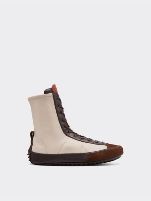 Ferrari Nappa leather, suede and stretch fabric high-top driver sneaker