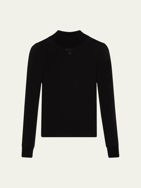 courrèges Re-Edition Mock-Neck Long-Sleeve Fitted Top