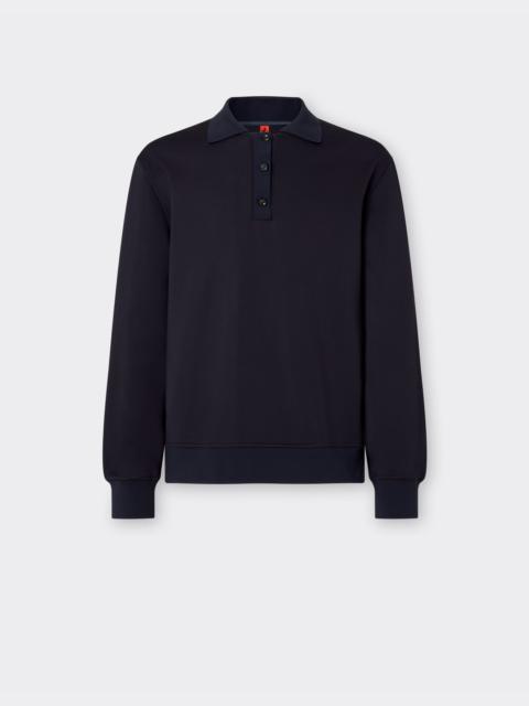 Ferrari Long-sleeved polo shirt in Milano-rib jersey