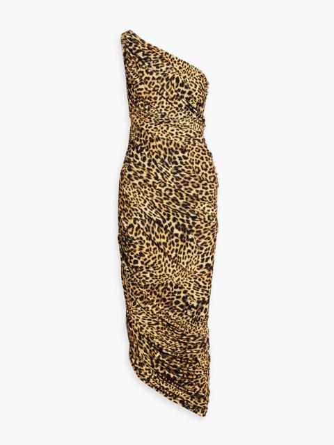 NORMA KAMALI Diana one-shoulder ruched leopard-print stretch-jersey midi dress