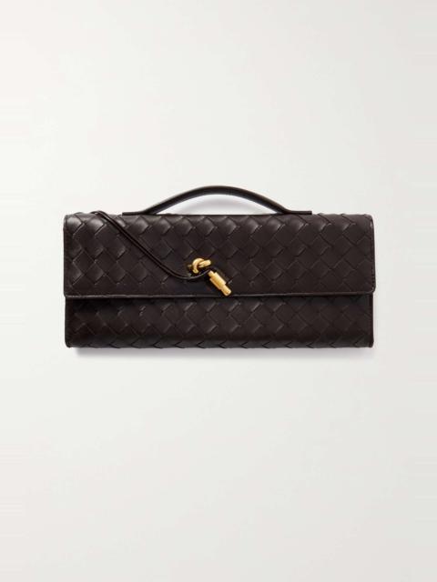 Knot intrecciato leather clutch