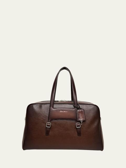 Santoni Men's Leather Weekender Duffel Bag