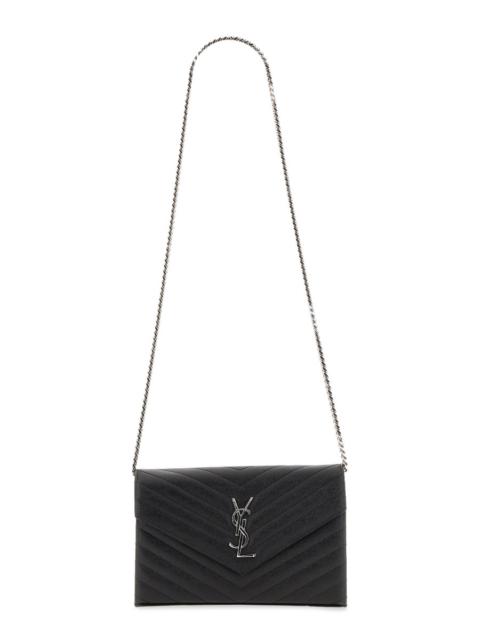 SAINT LAURENT POCHETTE CASSANDRE IN PELLE GRAIN DE POUDRE CON CATENA