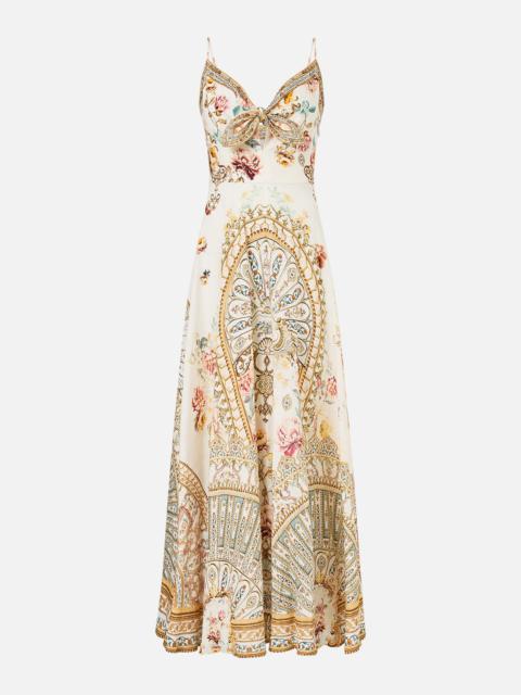 CAMILLA LONG DRESS WITH TIE FRONT