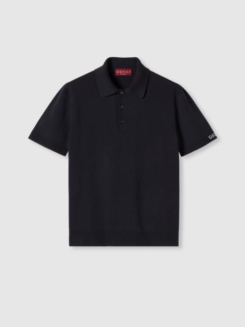 GUCCI Silk cotton knit polo shirt