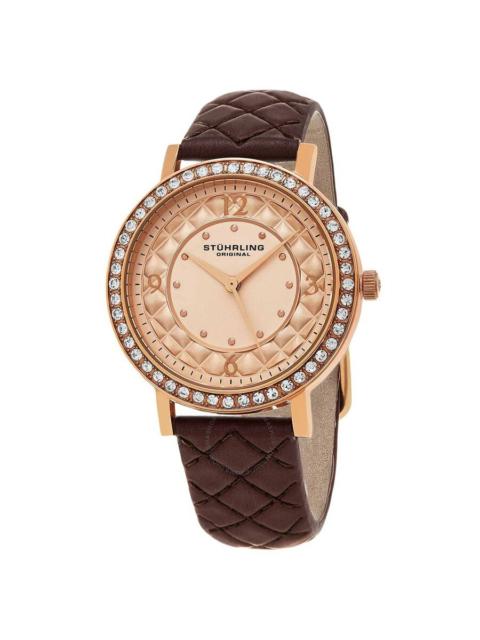 Other Designers Stuhrling Original - Stuhrling Original Vogue Rose Dial Brown Leather Ladies Watch M15451
