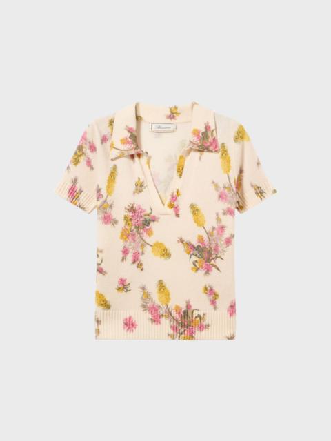 Blumarine PRINTED WOOL POLO-SHIRT WITH EMBROIDERY