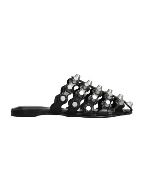 Alexander Wang Rexa Cage Slide Flats In Black Leather