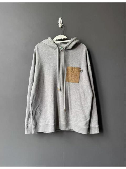 Loewe Loewe Anagram leather patch hoodie in grey