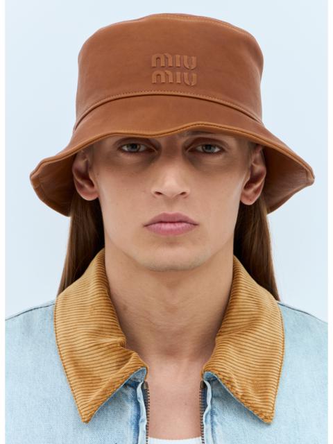 Other Designers Miu Miu Men Logo Leather Bucket Hat