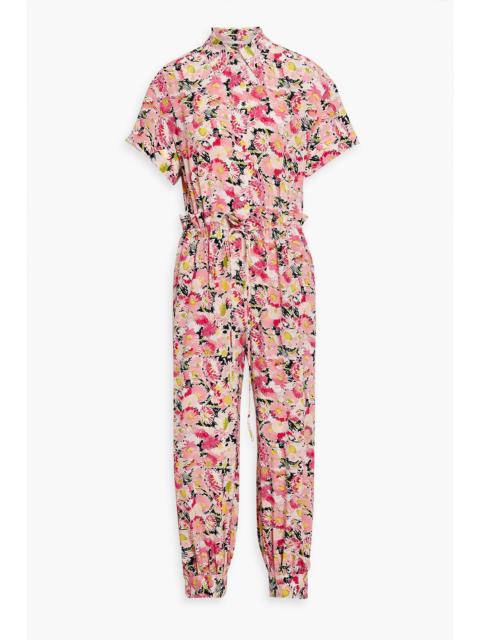 Stella McCartney Tie-front printed silk crepe de chine jumpsuit