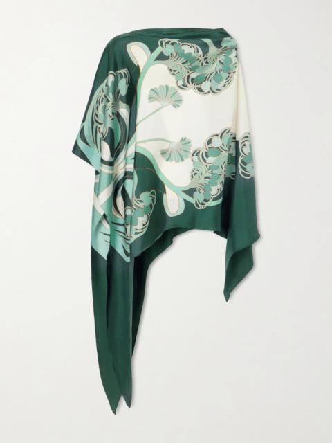 La DoubleJ Draped Printed Silk-twill Blouse