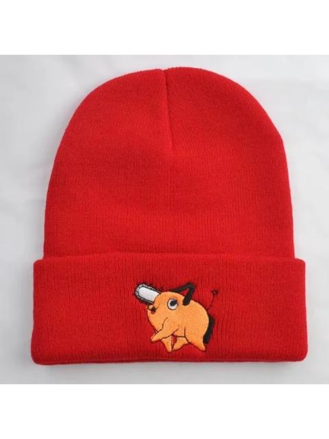 Other Designers Y2K Anime Chainsaw Pochita Orange Dog Beanies Winter Warm Hat Cute Embroidery Cap Adult Kid