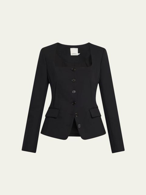 SIMKHAI Marlowe Tailored Square-Neck Jacket