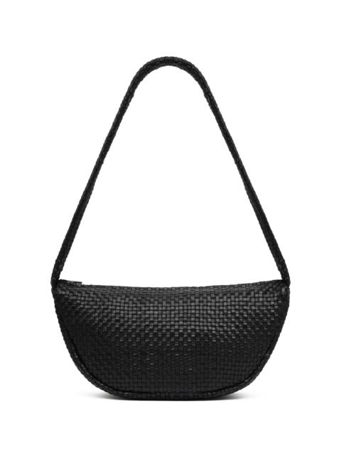 ST. AGNI Lattice Weave Leather Crescent Bag black