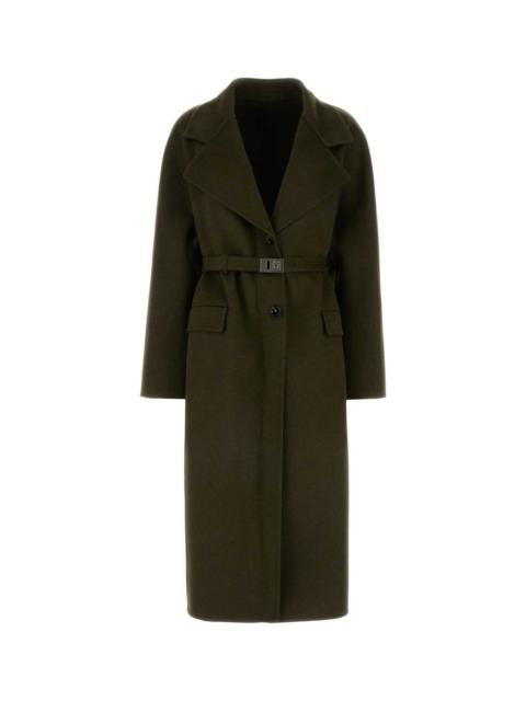 FERRAGAMO Salvatore Ferragamo Women Olive Green Wool Blend Coat