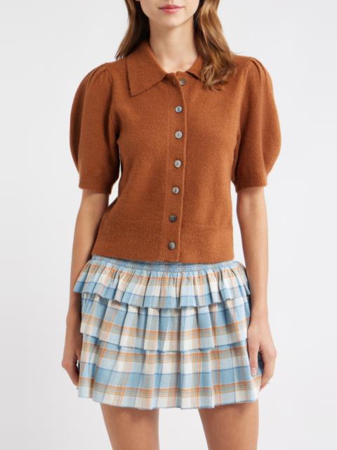 Love the Label LOVE THE LABEL Eloise Short Sleeve Cardigan in Caramel at Nordstrom