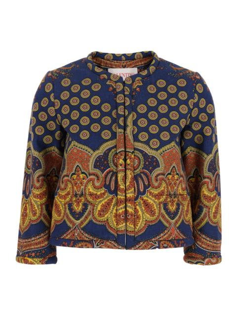 Valentino Women Multicolor Crop Jacket With All-Over Graphic Print In Cotton Woman