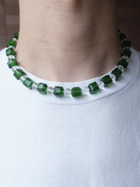 Other Designers Green Crystal Glass Beads Handmade Beaded Necklace 16.1in