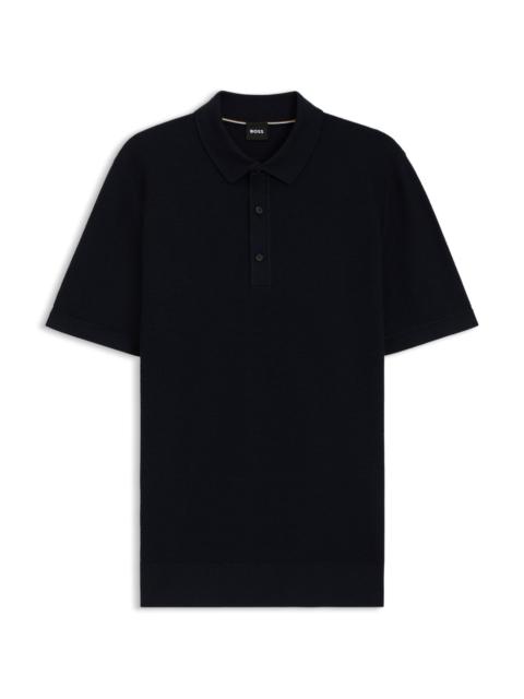 BOSS REGULAR-FIT KNIT POLO BLENDED WITH COTTON