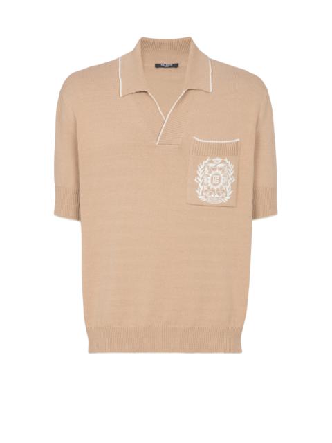 Balmain Balmain Écusson embroidered knit polo shirt
