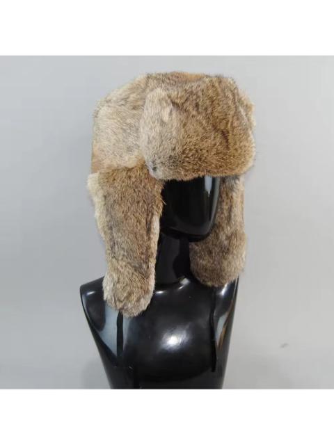 Japanese Brand - Size M Warm Natural Rabbit Fur Bomber Hat With Earflaps