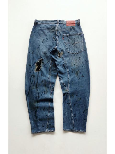 Other Designers Vintage - Baggy Taper Levis LEJ 570 Reworked Paint Splattered Jeans