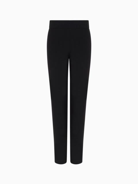 EMPORIO ARMANI Slim-fit pants in Milano knit fabric with satin band