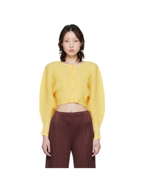 Pleats Please Issey Miyake Yellow Rib Pleats January Cardigan