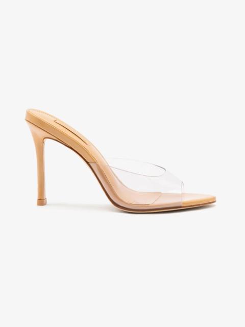 Larroudé Jasmine Hi Mule In Tan Leather and Vinyl