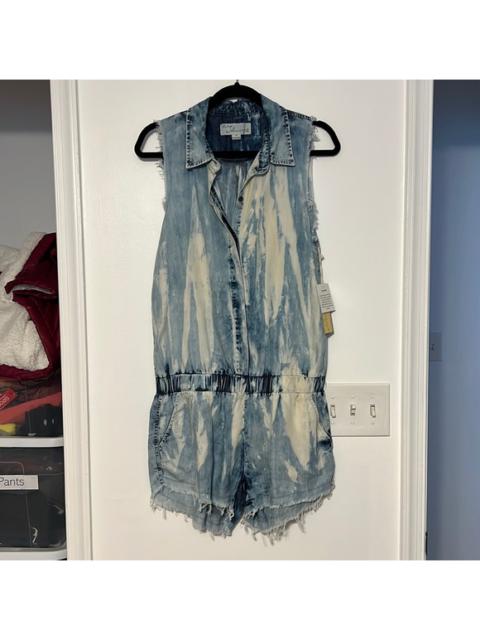 Other Designers Vintage Havana Acid Wash Distressed Chambray Sleeveless Boho Western Romper