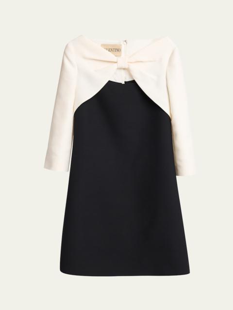 Valentino Colorblock Bow Long-Sleeve Mini Dress