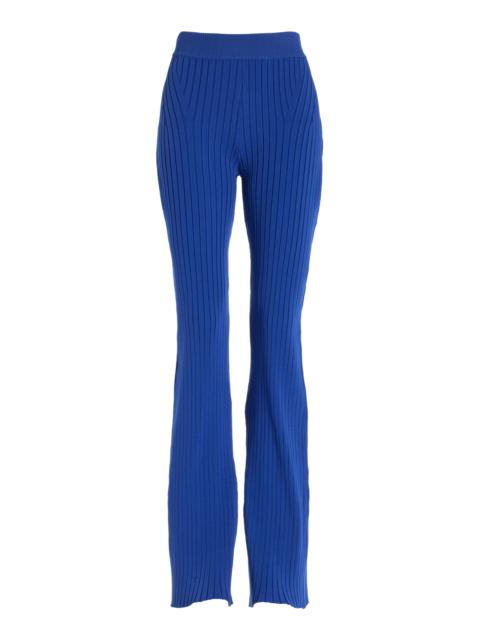 HIGH SPORT Hannah Ribbed-Knit Flared Pants navy