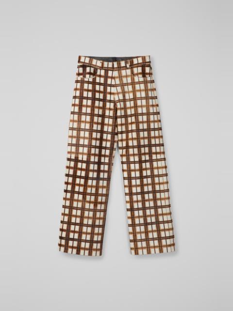 CAMPERLAB Cream-brown tartan hair-on-leather trousers