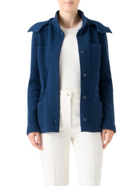 AKRIS Akris Cashmere Jacket with Removable Hood in Denim at Nordstrom