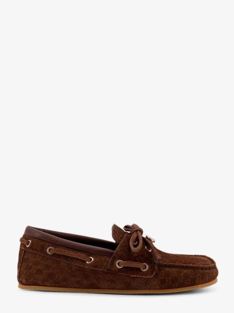 GUCCI Gucci Suede Loafers With All-Over Gg Logo
