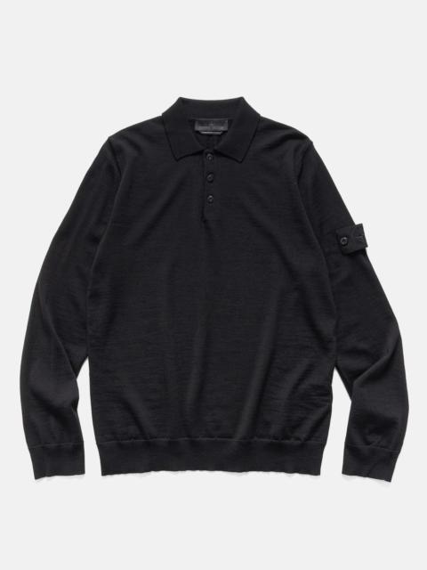 Stone Island Ghost Piece Light RWS Wool LS Polo Sweater Black