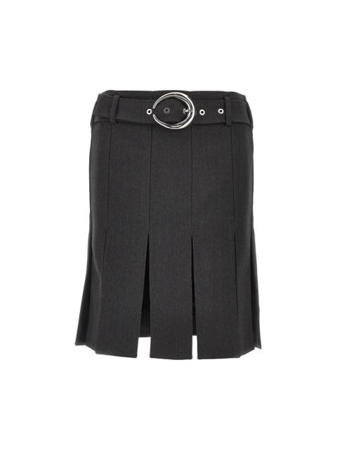 rabanne WOOL SKIRT WITH SPLITS AND BELT