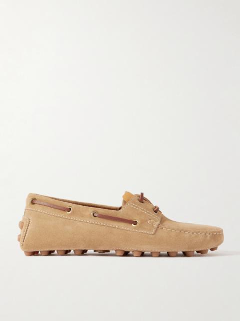 Tod's Gommino Leather-trimmed Suede Loafers