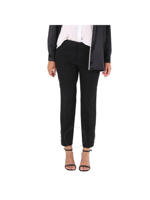 Burberry Burberry Ladies Black Potbury Wool Blend Straight Leg Trousers
