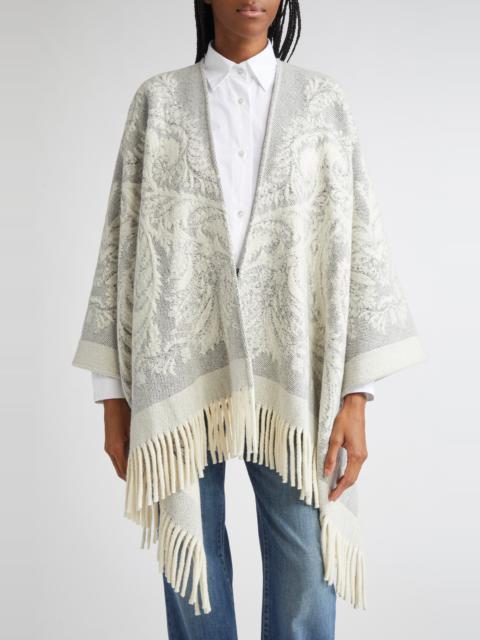 Etro Etro Paisley Jacquard Wool Cape in Grey/White at Nordstrom