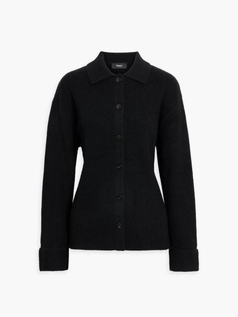 Theory Ribbed merino wool and cashmere-blend cardigan