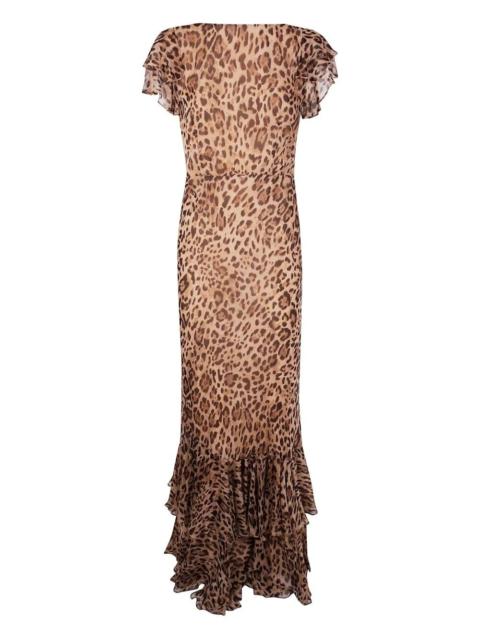 RIXO "Ordinia" Dress Mila Leopard Brown