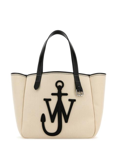 Ivory canvas Belt shopping bag