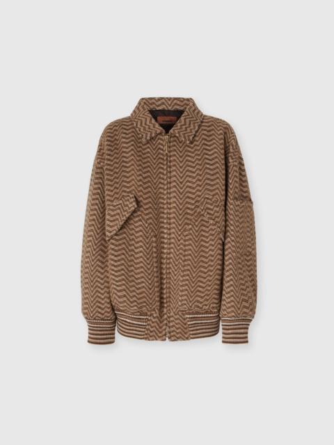 Missoni Missoni Bomber Jacket With Irregular Chevron Pattern in Beige at Nordstrom