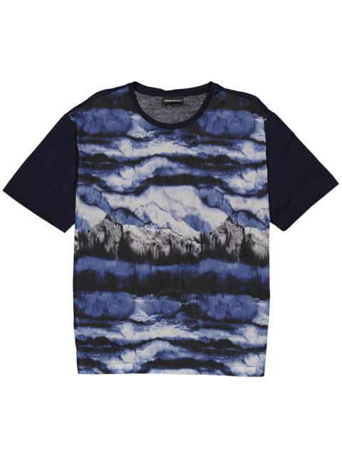 EMPORIO ARMANI Emporio Armani Men's Abstract Print T-Shirt in Navy Blue