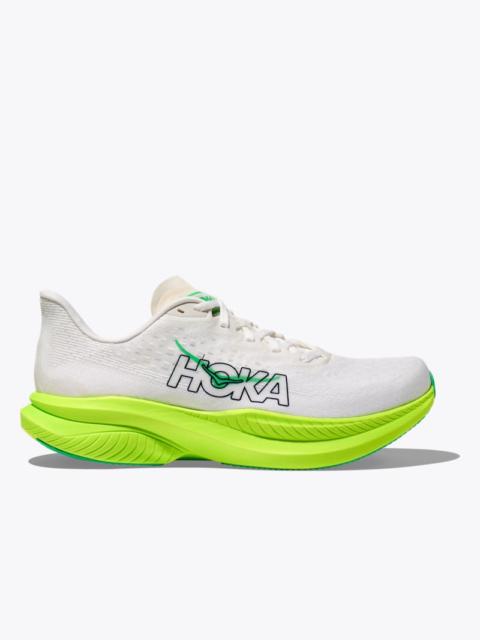 HOKA Men's Mach 6 Shoes in White/Neon Lime