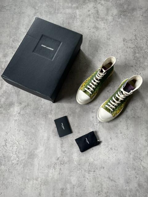 SAINT LAURENT Saint Laurent Malibu Gradient Leopard Zebra Distressed High-Top Canvas Sneakers
