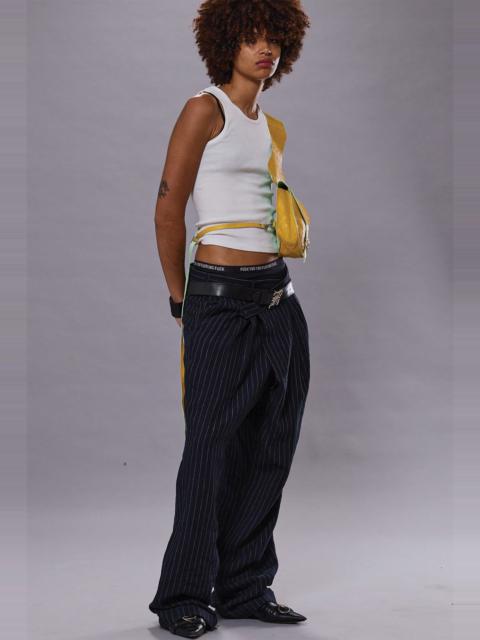 R13 TRIPLE PLEAT CROSSOVER TROUSER