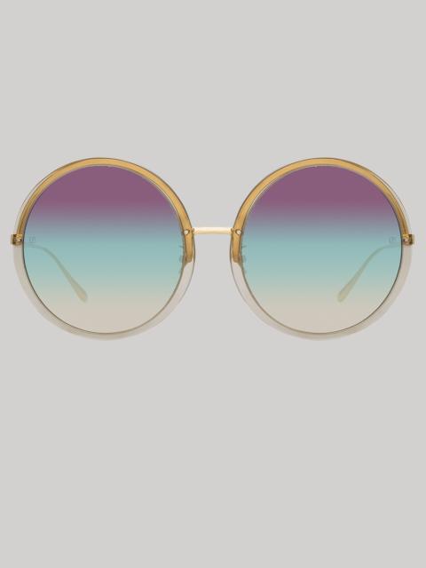 LINDA FARROW KEW OVERSIZED SUNGLASSES IN TRUFFLE